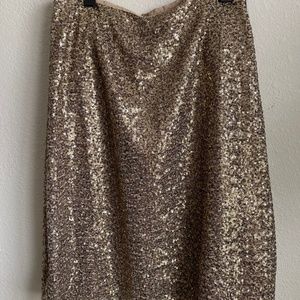 Chicos size 3 Knee length gold sequin skirt